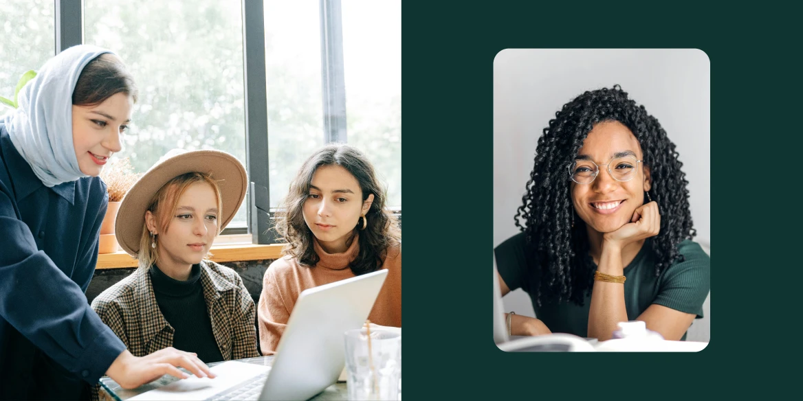 Women working together in a coworking space