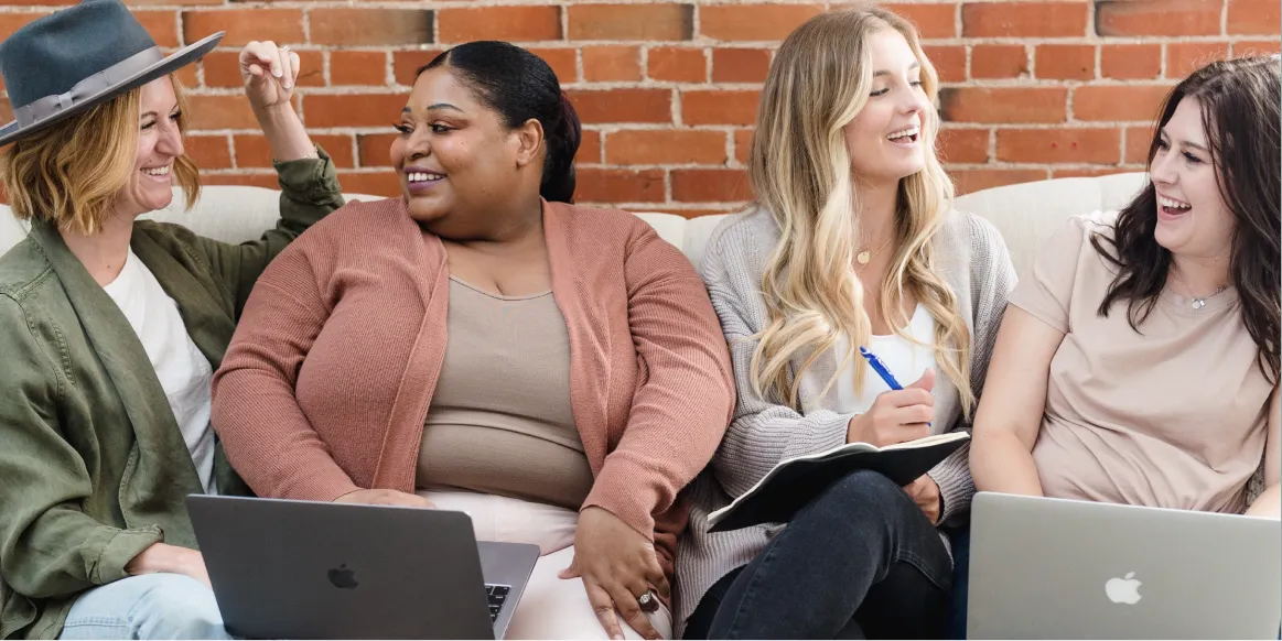 Women working together in a coworking space