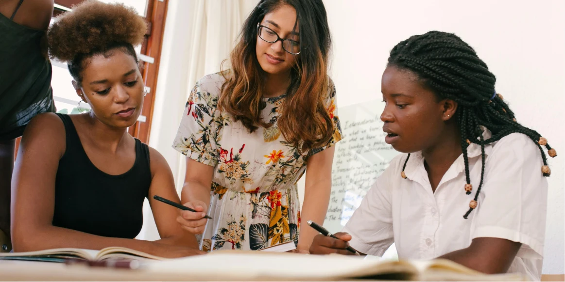 Women working together in a coworking space