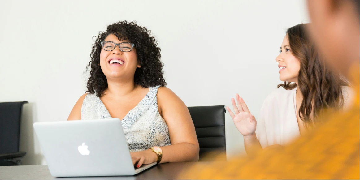 Women working together in a coworking space