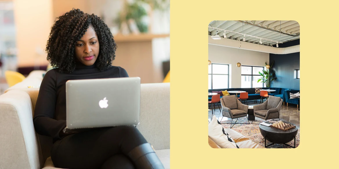 Person on their computer in a coworking space