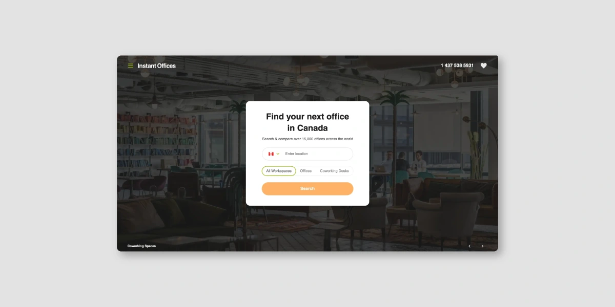 Instant Offices - Websites for coworking spaces