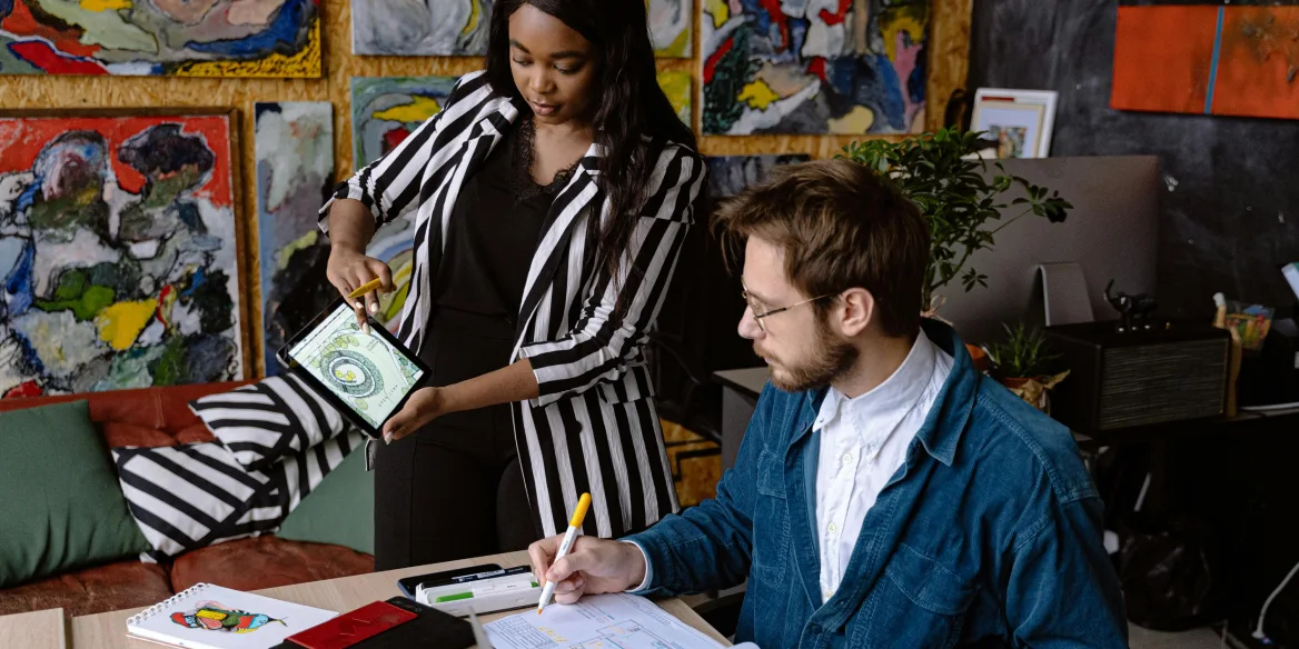 Creative people working in a coworking space