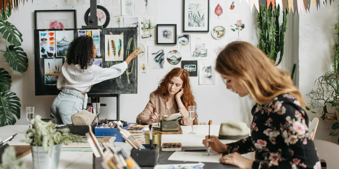 Creative people working in a coworking space